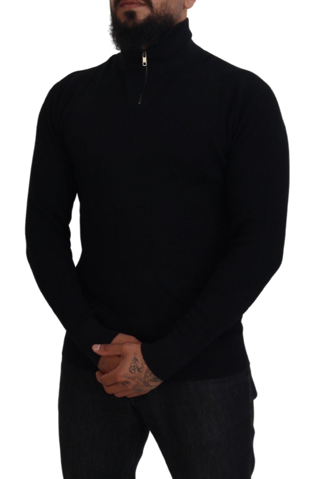 Dolce & Gabbana Pullover mit Rollkragen aus schwarzer Seide