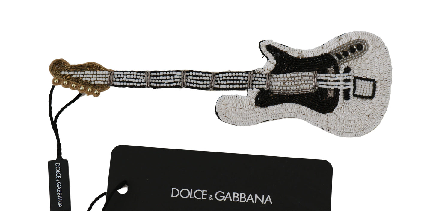 Dolce & Gabbana Gold Sequin Guitar Pin Brooch