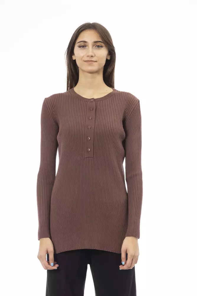 Alpha Studio Brauner Viskose Pullover für Frauen