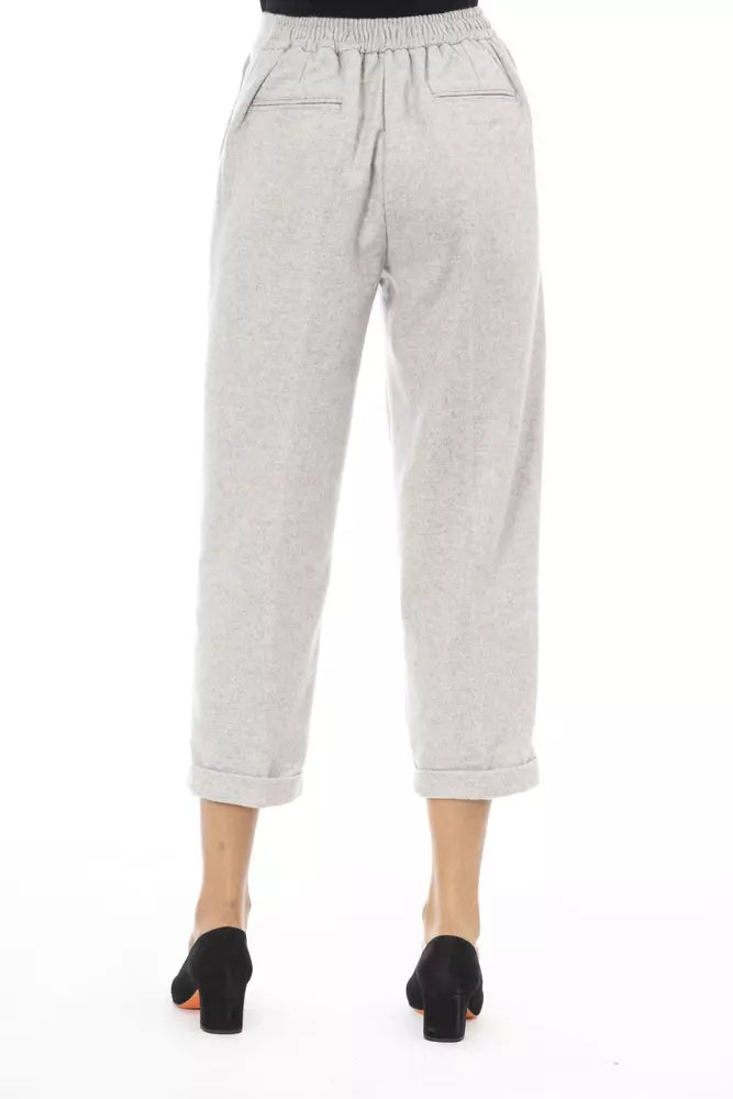 Alpha Studio Graue Wolle Frauen Hose