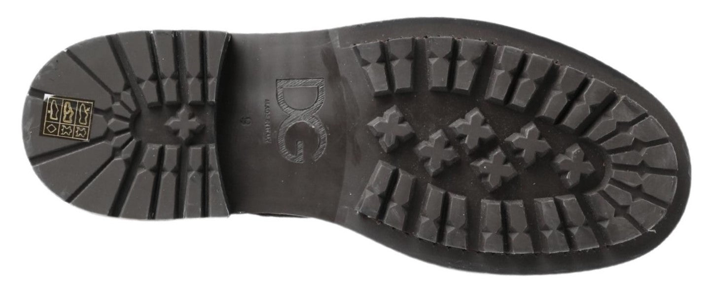 Dolce & Gabbana Chic black lace-up boots with grey and white coloring