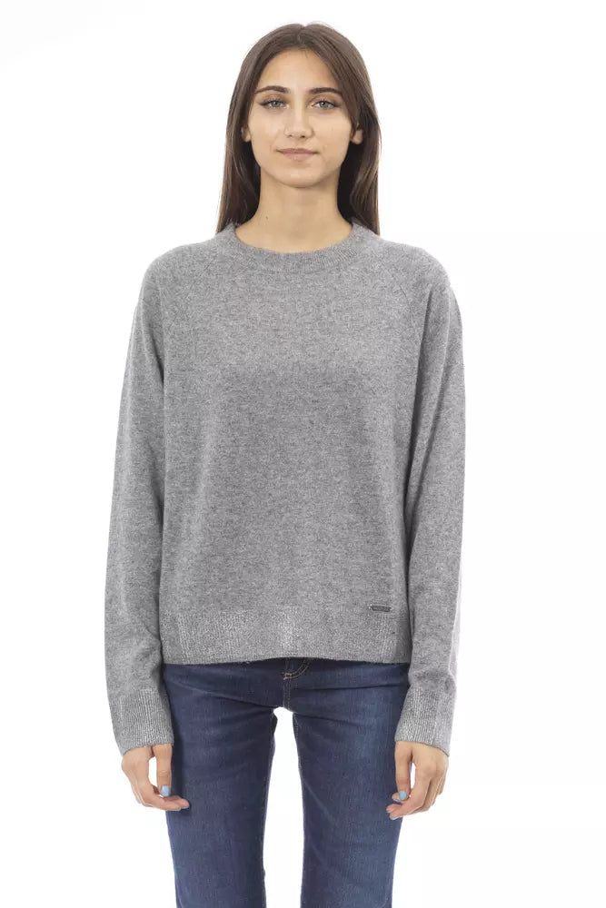 Baldinini Trend Grauer Pullover aus Wolle für Frauen