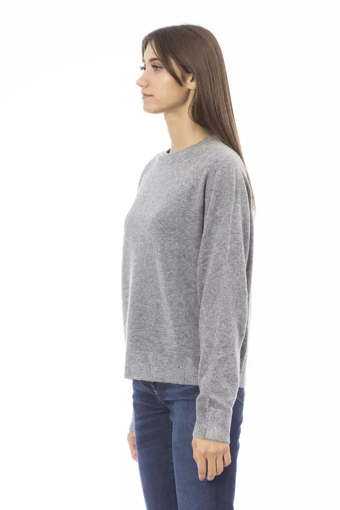 Baldinini Trend Grauer Pullover aus Wolle für Frauen