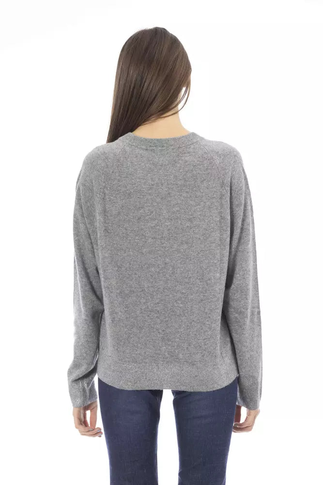 Baldinini Trend Grauer Pullover aus Wolle für Frauen