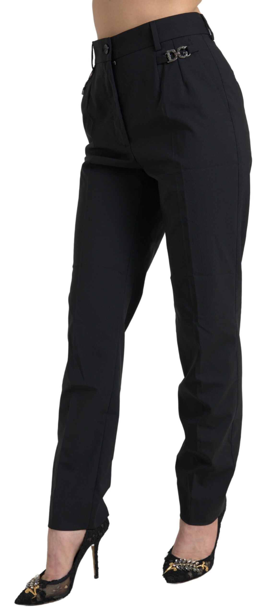 Dolce & Gabbana Elegant tailored wool trousers with high waist