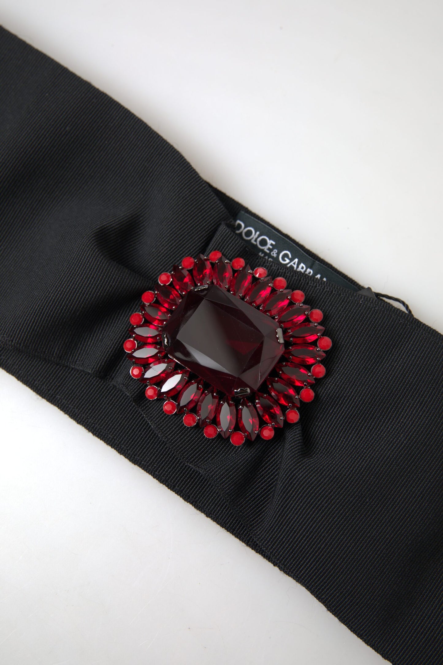 Dolce & Gabbana Schwarzer Kristall-Messing-Gürtel mit breiter Taille für die Startbahn