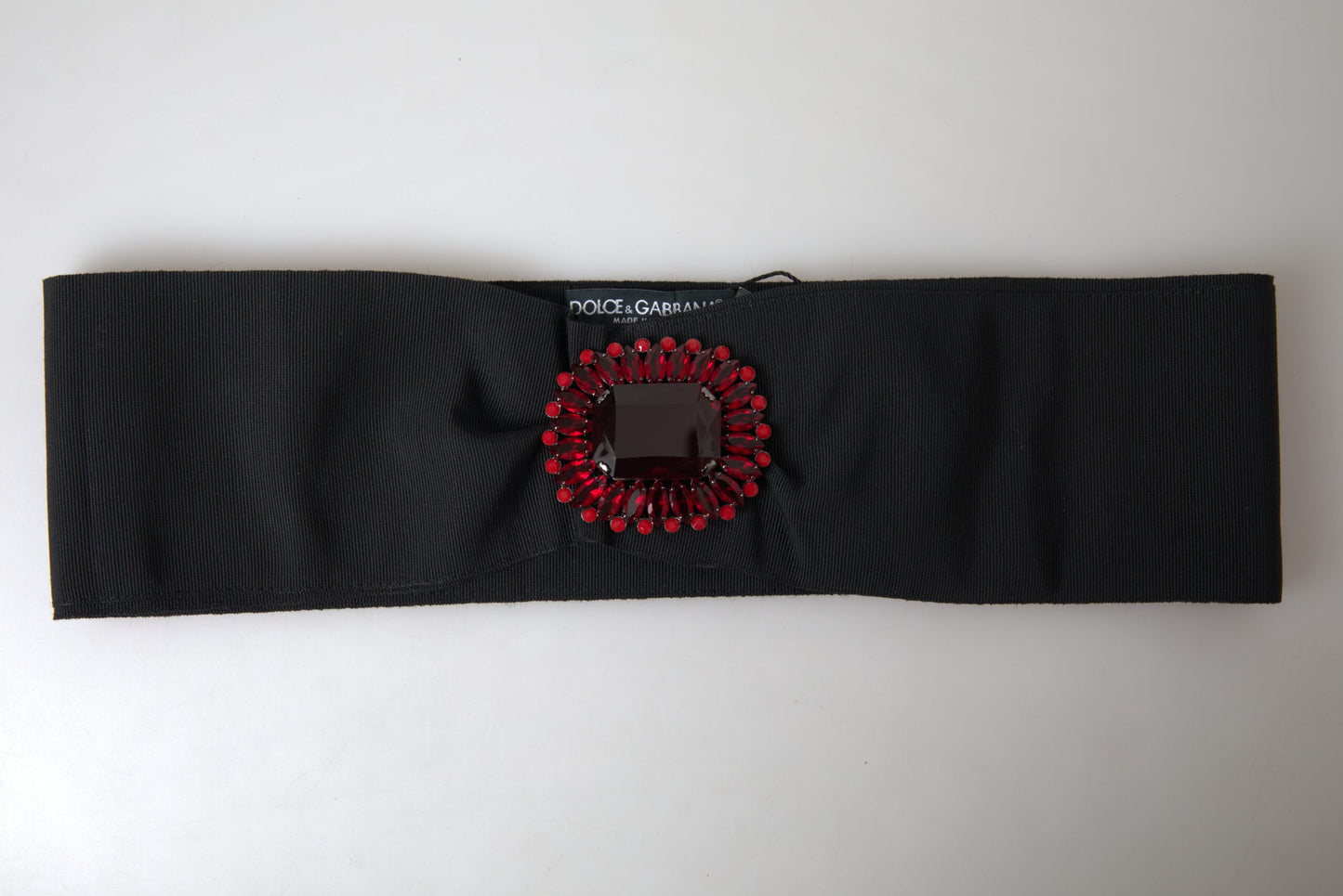 Dolce & Gabbana Schwarzer Kristall-Messing-Gürtel mit breiter Taille für die Startbahn