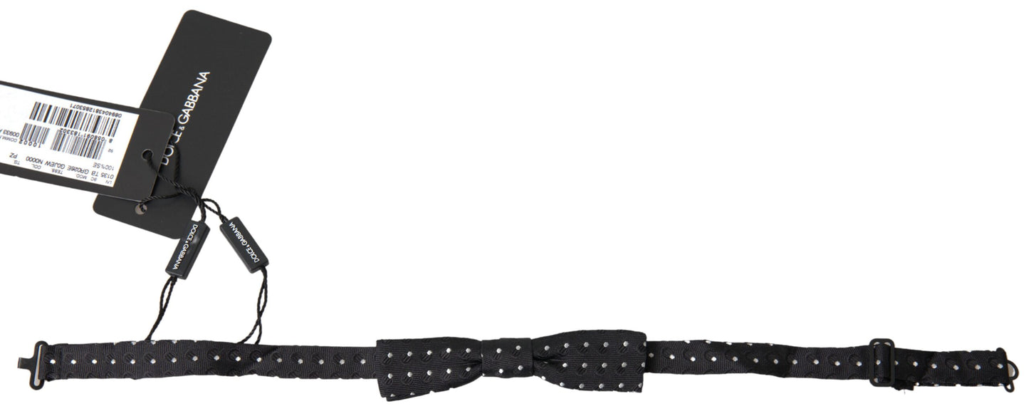 Dolce & Gabbana Schwarze Polka Dot Seide Verstellbare Männer Hals Papillon Fliege