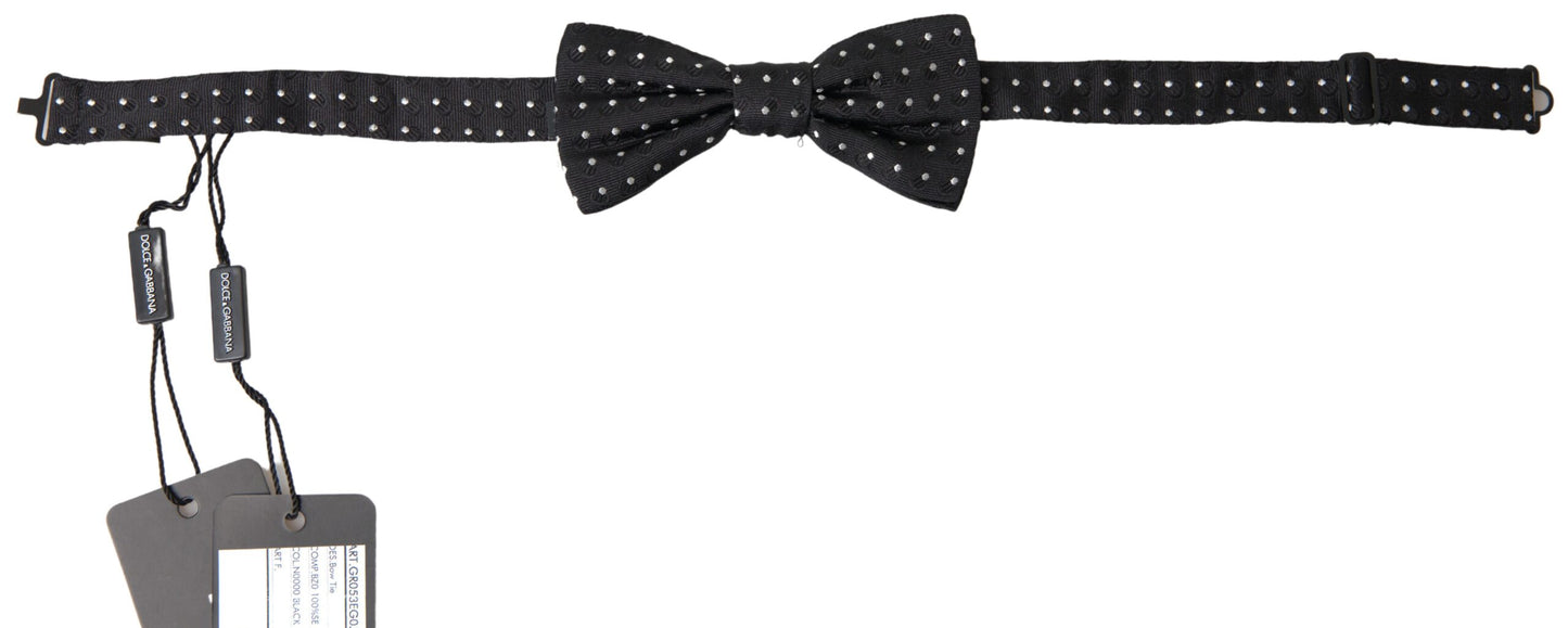 Dolce & Gabbana Schwarze Polka Dot Seide Verstellbare Männer Hals Papillon Fliege