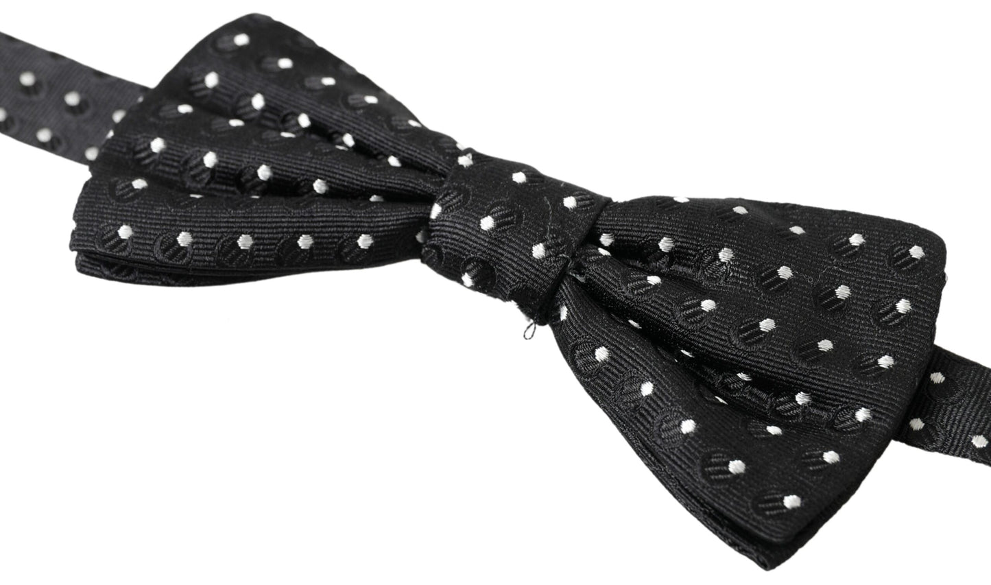 Dolce & Gabbana Schwarze Polka Dot Seide Verstellbare Männer Hals Papillon Fliege
