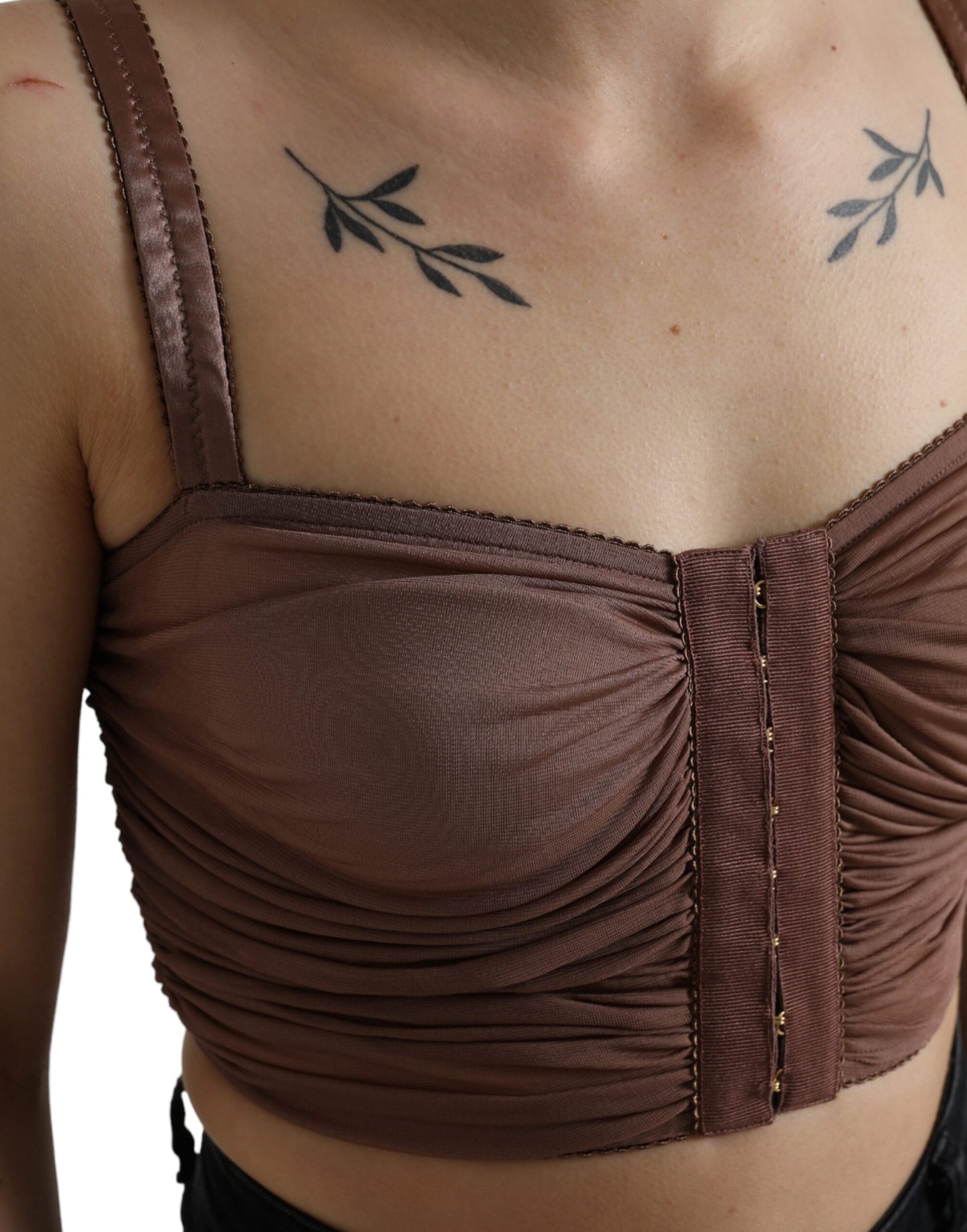Dolce & Gabbana Braunes Viskose Bustier Ärmelloses Cropped Top