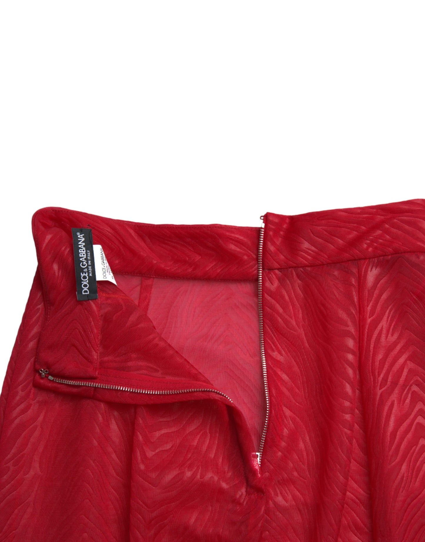 Dolce & Gabbana Chic red midi skirt with high waist and sheer fabric