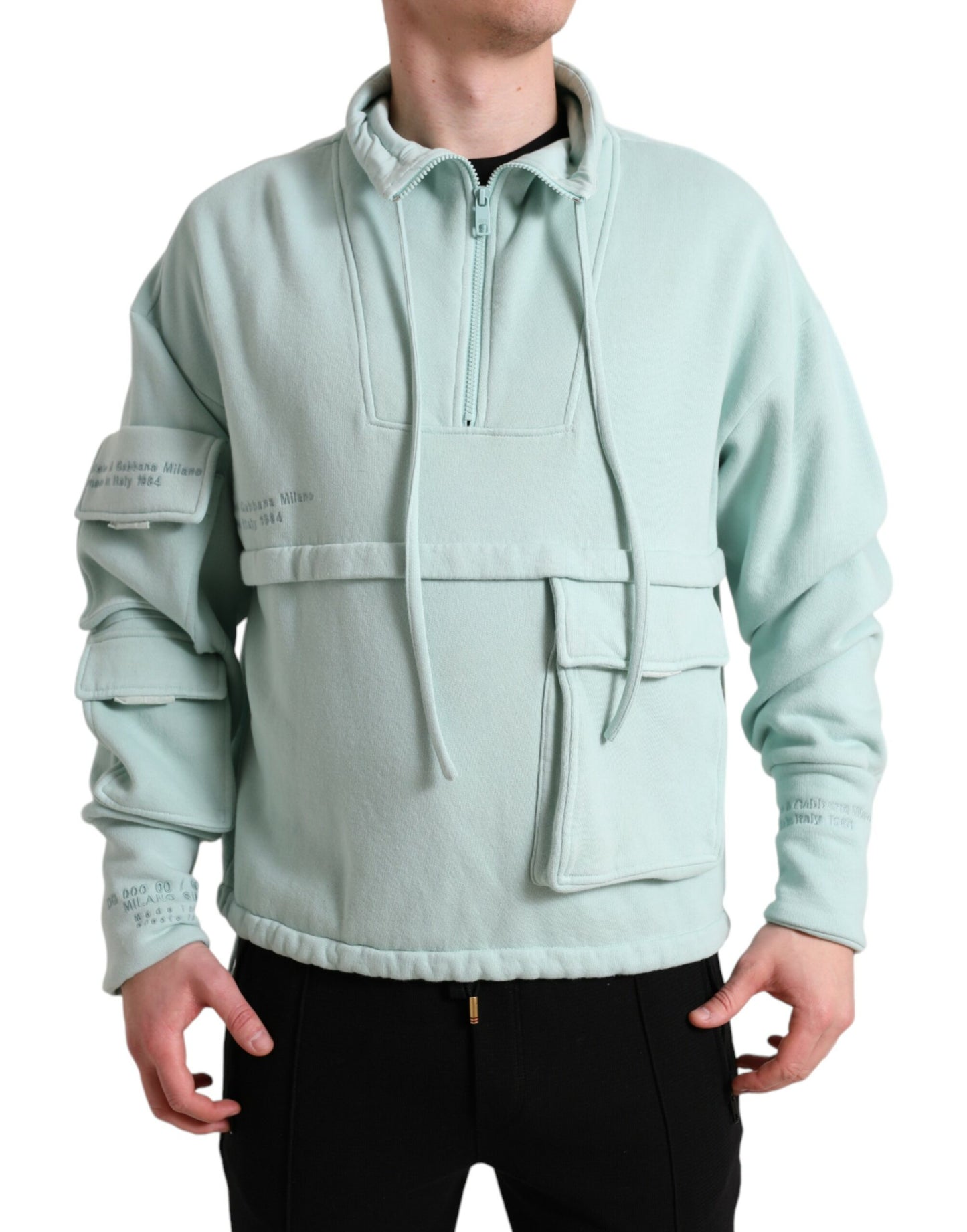 Dolce & Gabbana Mintgrüner Pullover aus Baumwolle mit Taschen
