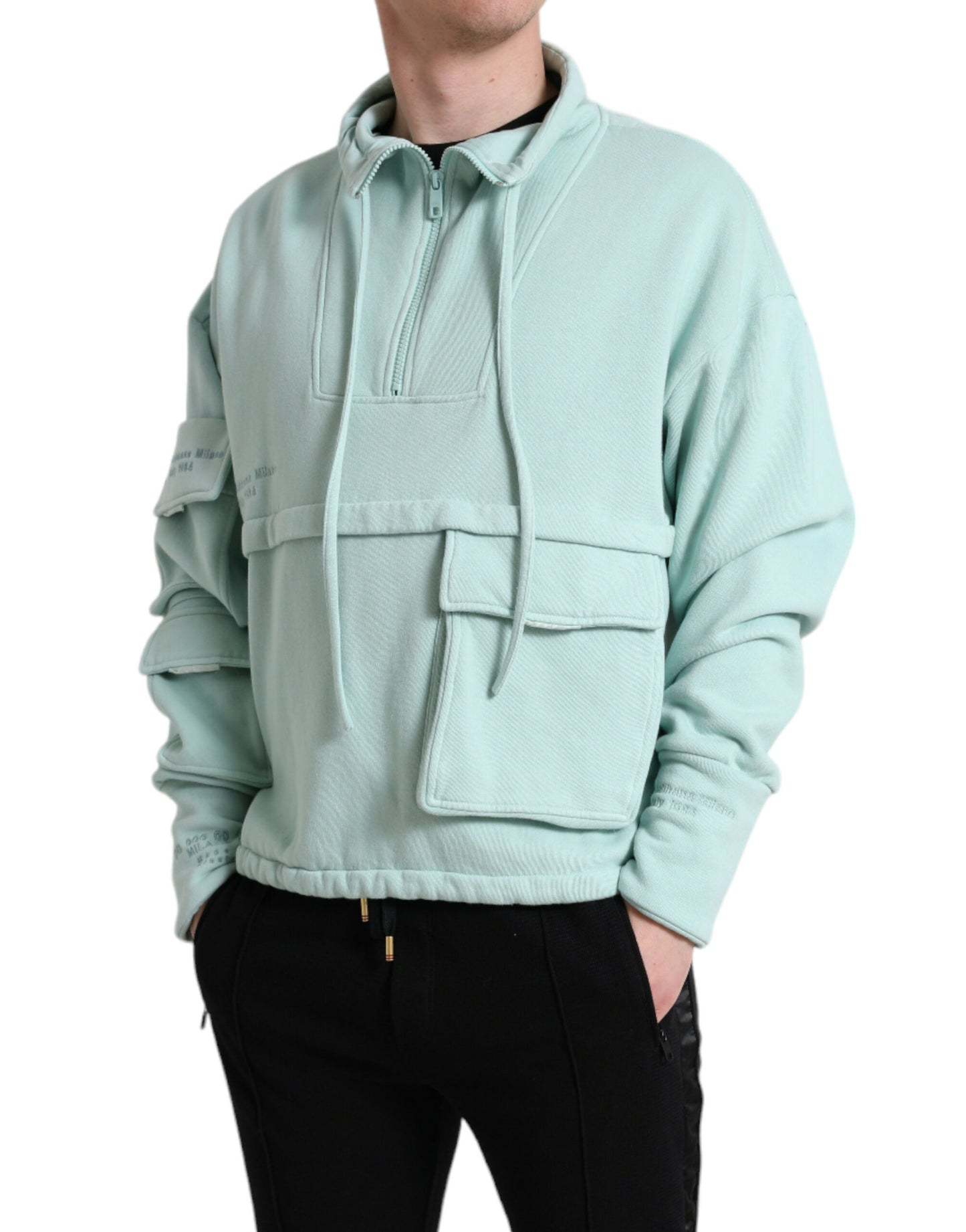 Dolce & Gabbana Mintgrüner Pullover aus Baumwolle mit Taschen