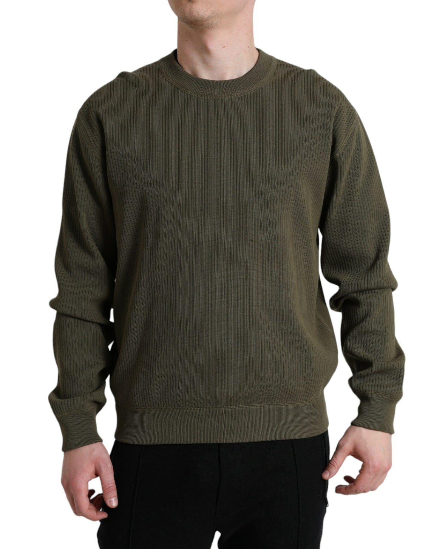 Dolce & Gabbana Grüner Baumwolle Rundhalsausschnitt Männer Pullover