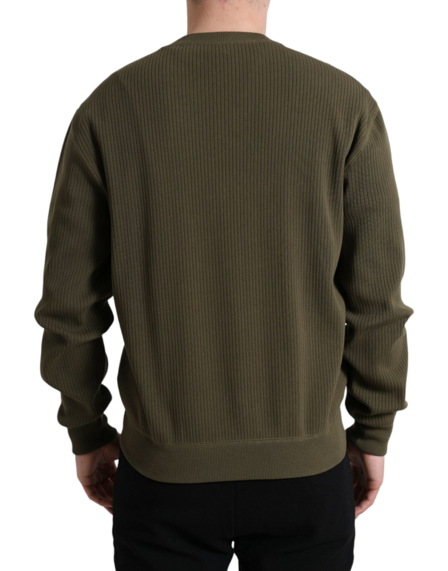Dolce & Gabbana Grüner Baumwolle Rundhalsausschnitt Männer Pullover