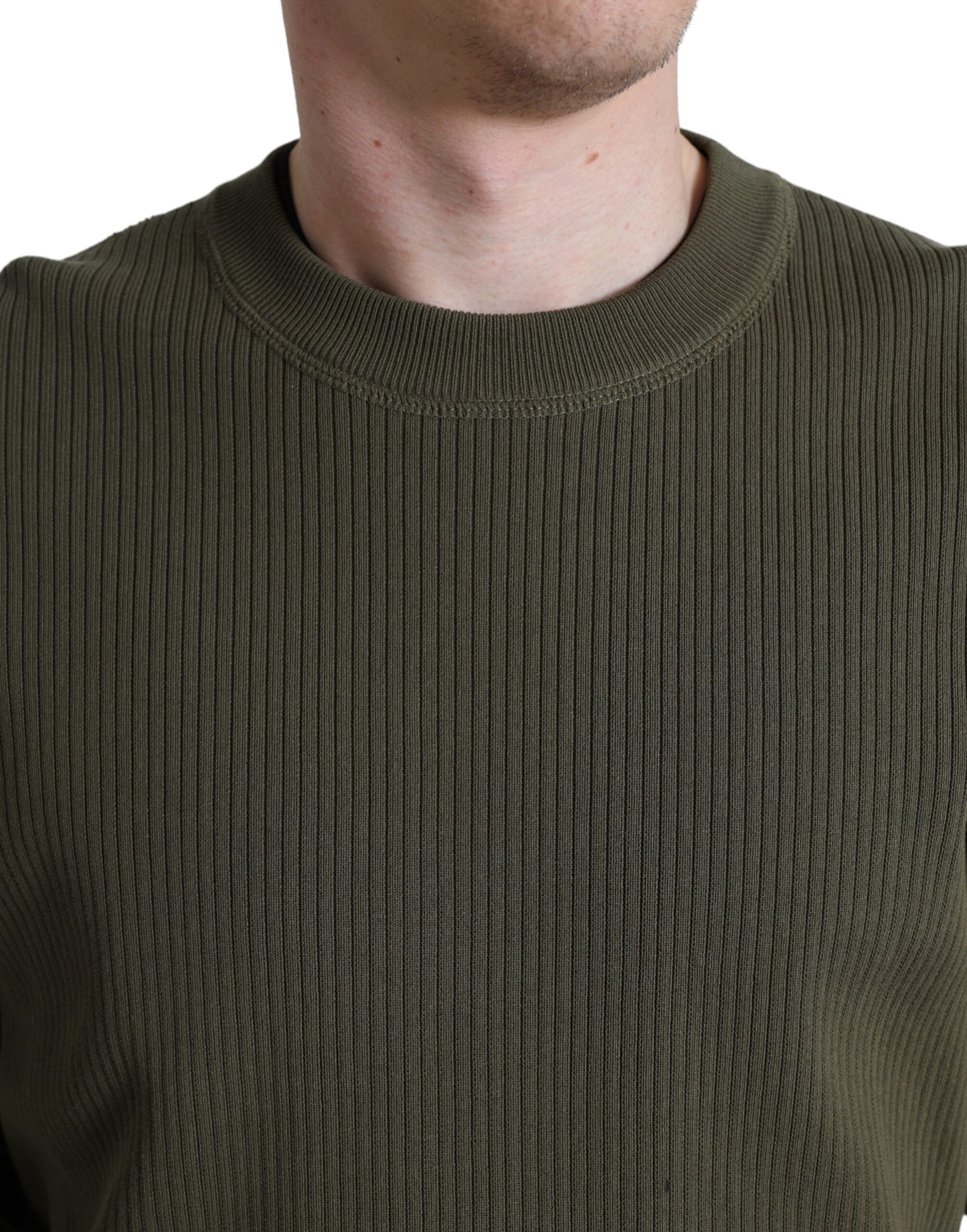 Dolce & Gabbana Grüner Baumwolle Rundhalsausschnitt Männer Pullover