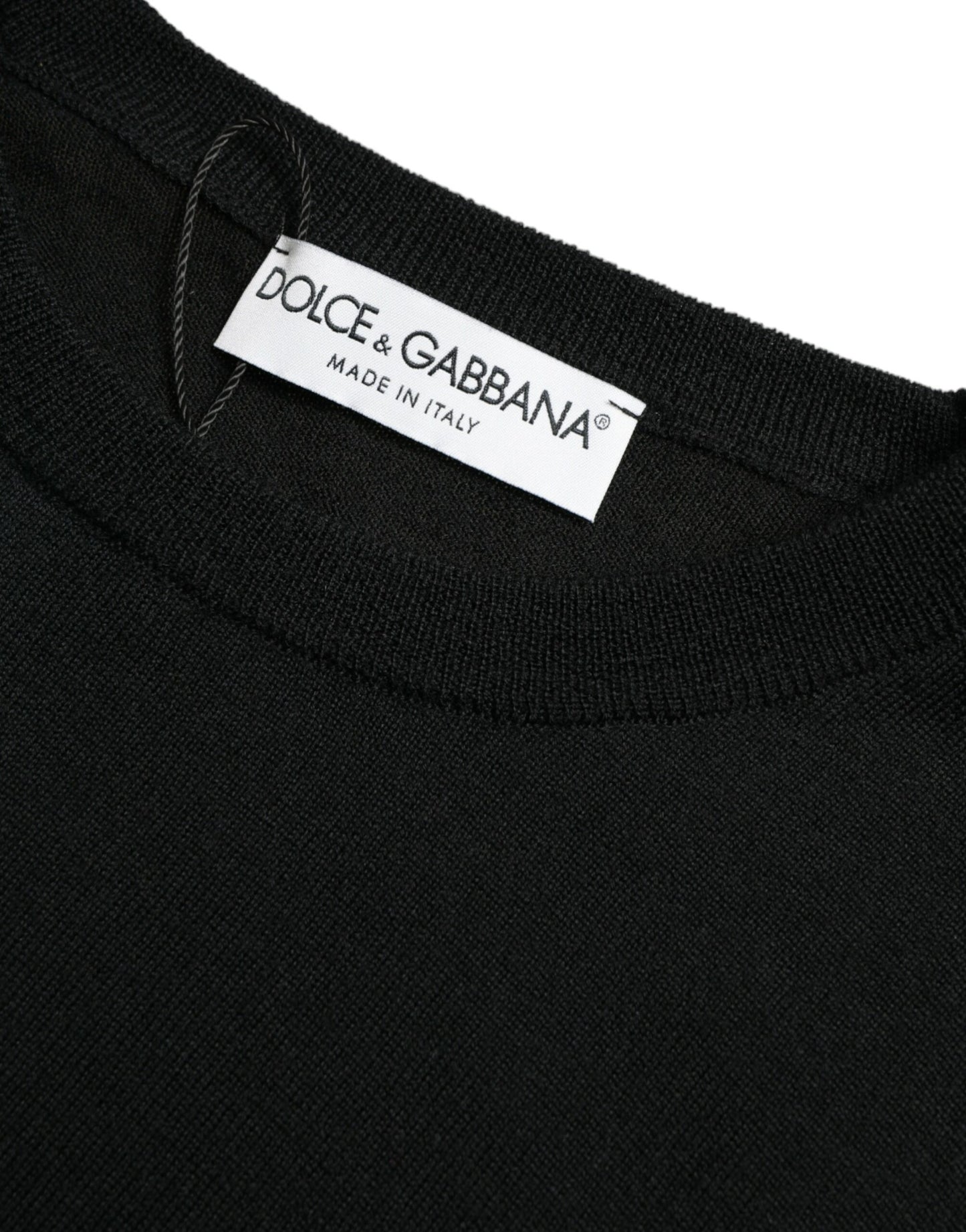 Dolce & Gabbana Schwarzer Pullover mit Rundhalsausschnitt aus Wolle