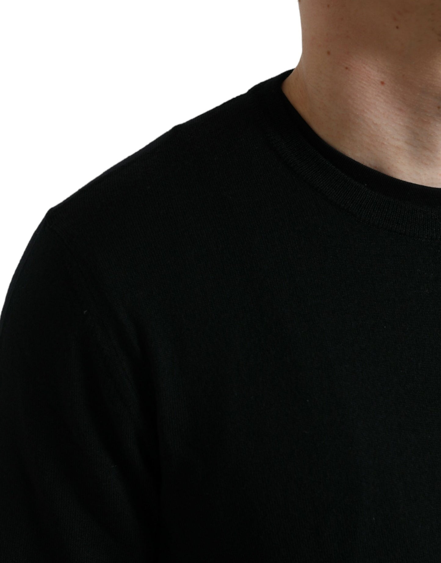Dolce & Gabbana Schwarzer Pullover mit Rundhalsausschnitt aus Wolle