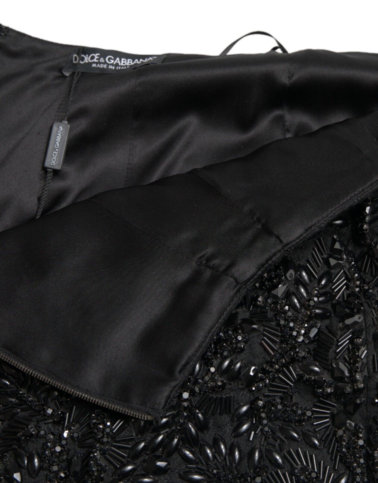 Dolce & Gabbana Black Runway Skirt with Crystal Embellishments