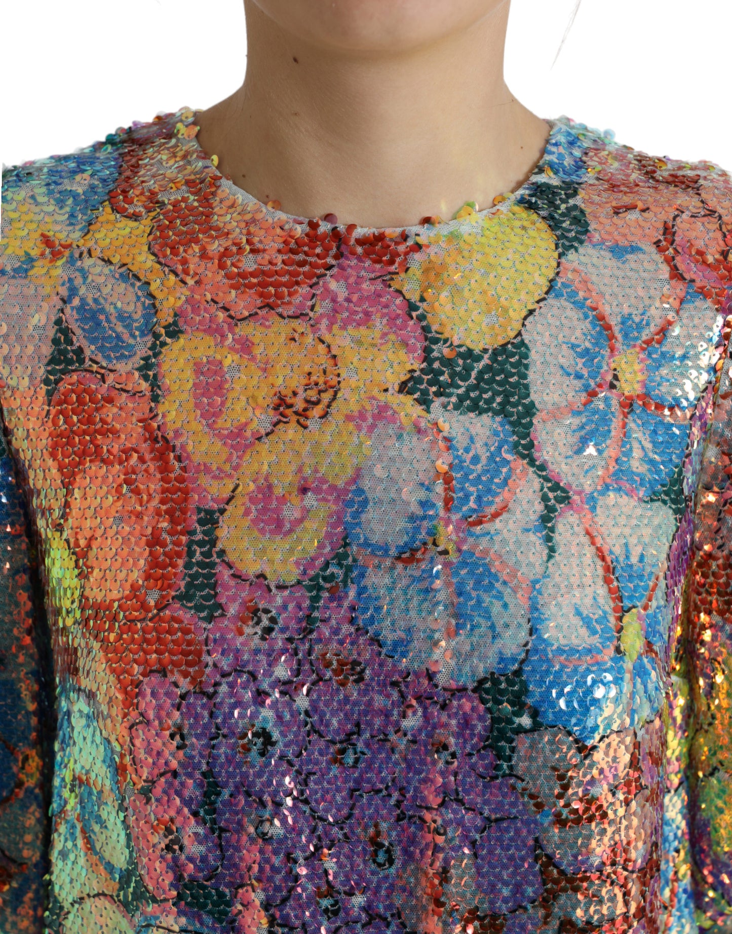Dolce & Gabbana Elegant floral sequin mini dress
