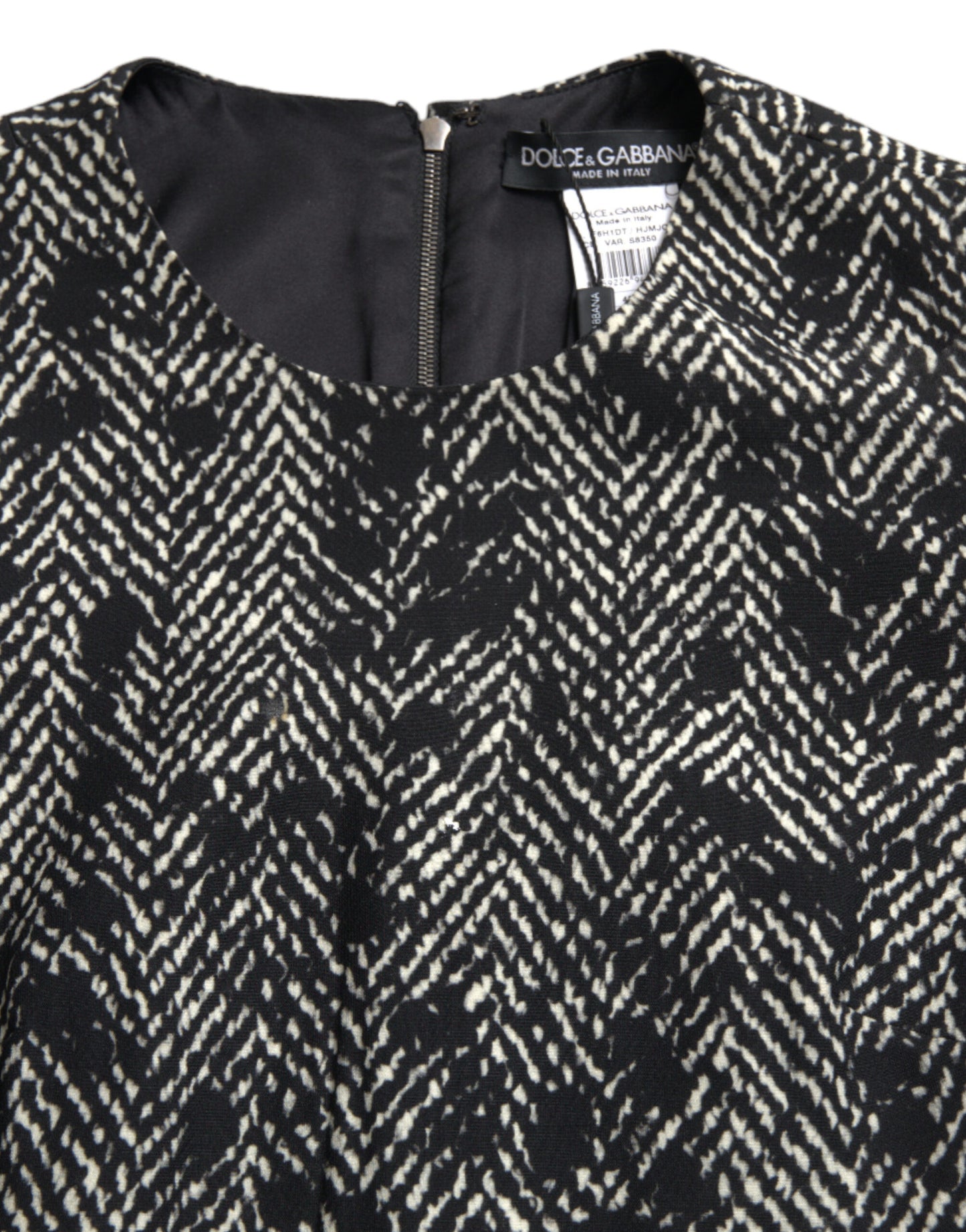 Dolce & Gabbana Schwarzes Chevron-Polyester-Shift-Minikleid