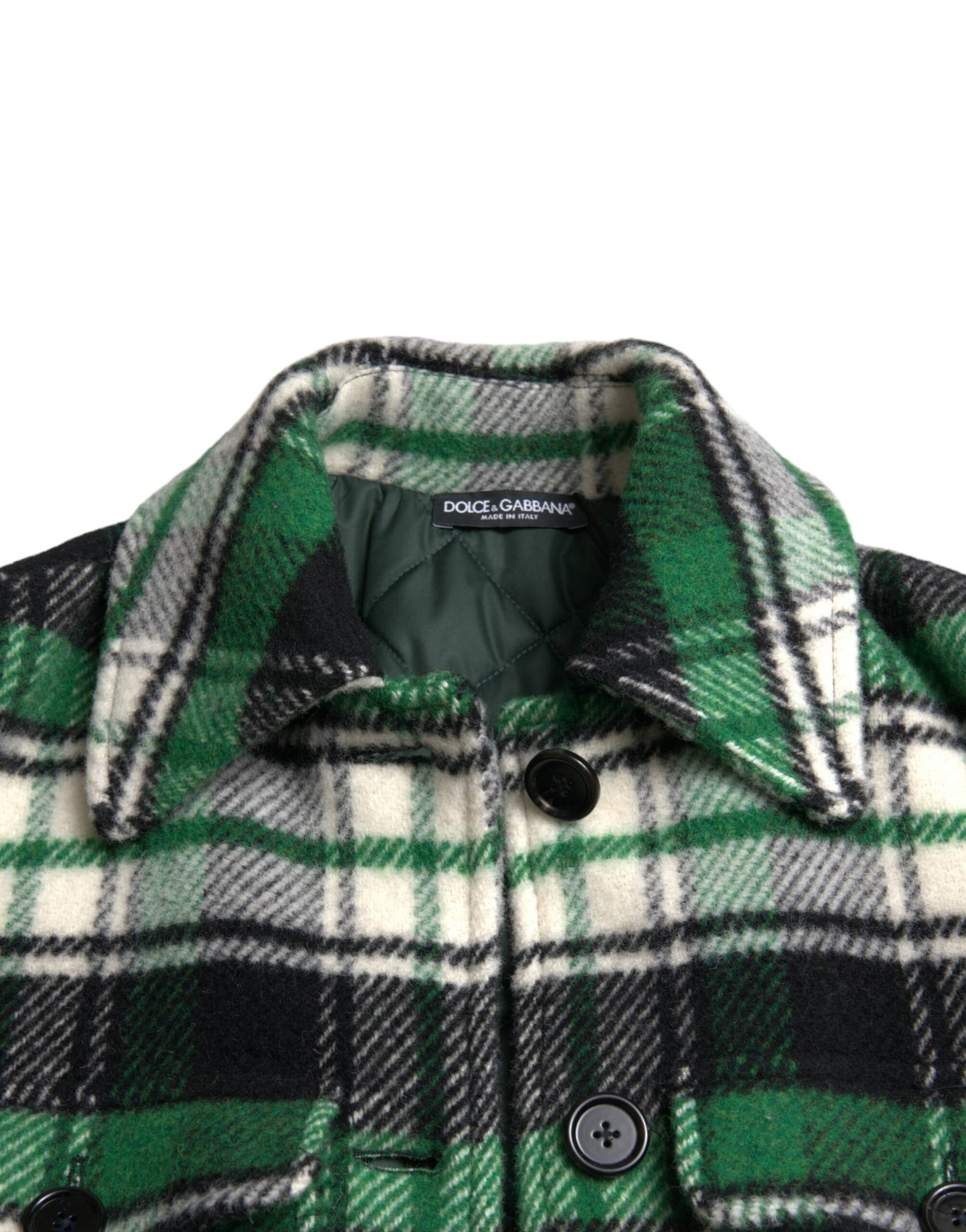 Dolce & Gabbana Grün karierter Langarm-Langarm-Mantel Jacke