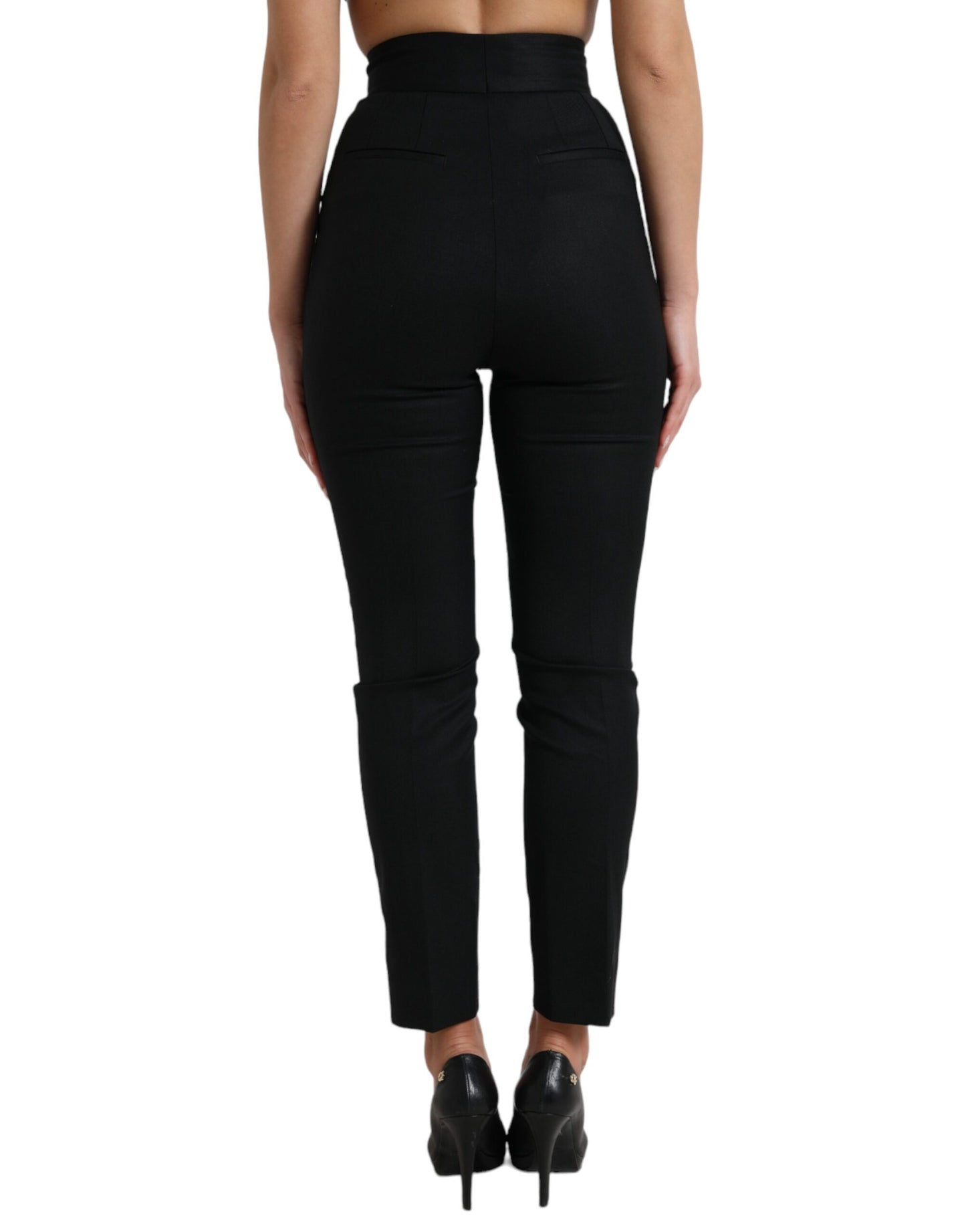 Dolce & Gabbana Elegant tapered wool trousers with high waist