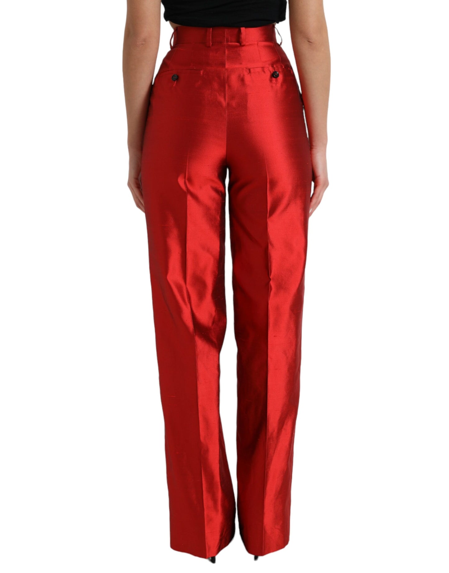 Dolce & Gabbana Elegant silk trousers with high waist and wide leg