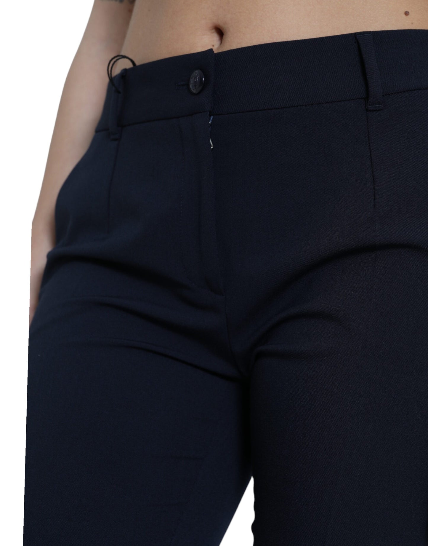 Dolce & Gabbana Elegant mid waist tapered pants in blue