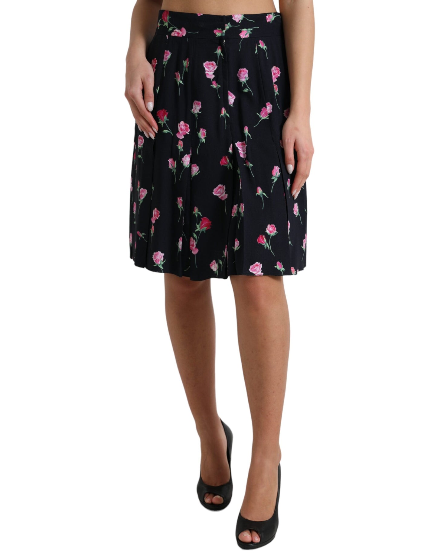 Dolce & Gabbana Elegant knee-length skirt with floral pattern in A-line