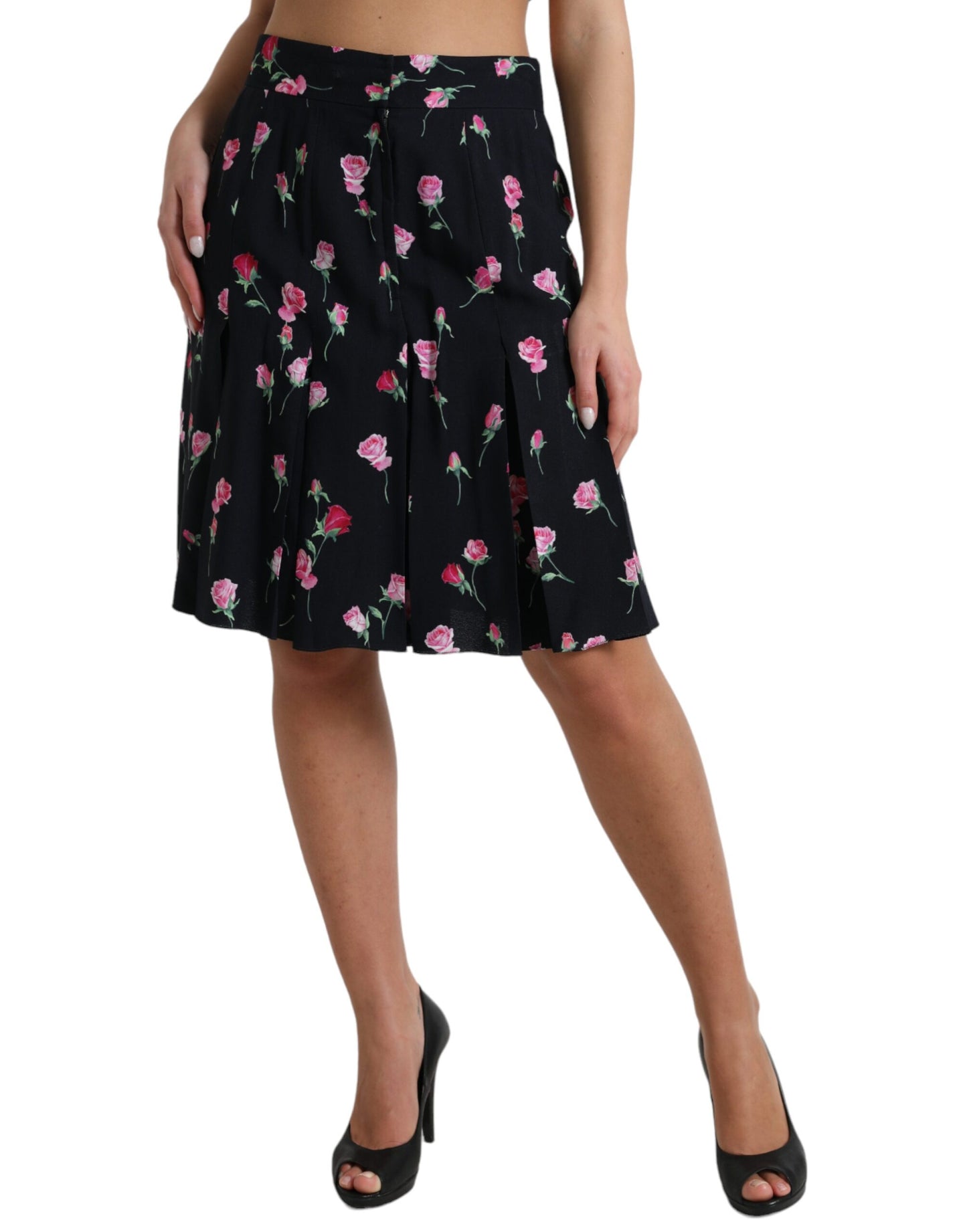 Dolce & Gabbana Elegant knee-length skirt with floral pattern in A-line