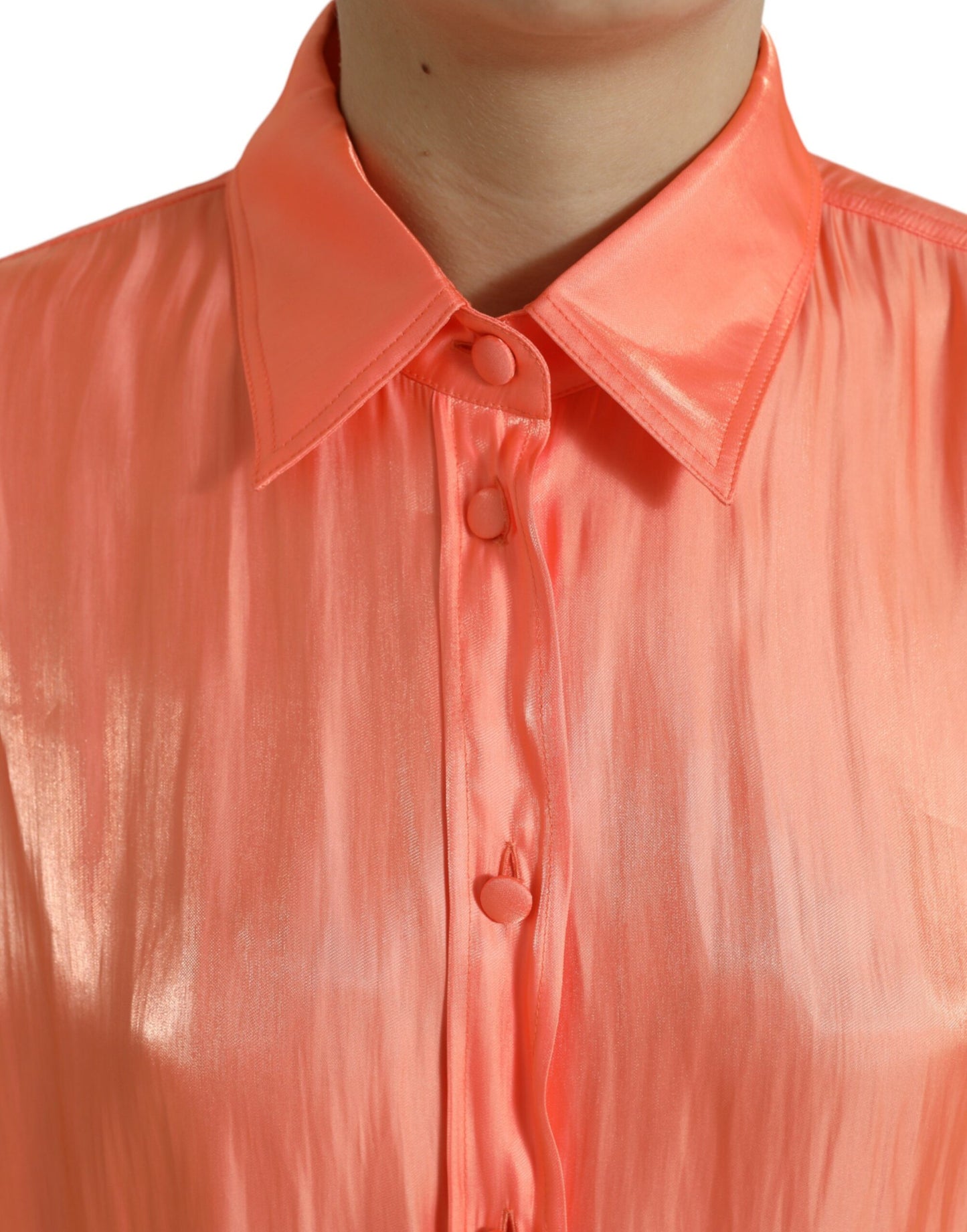 Dolce & Gabbana Pfirsich Langarm Button Down Bluse Top
