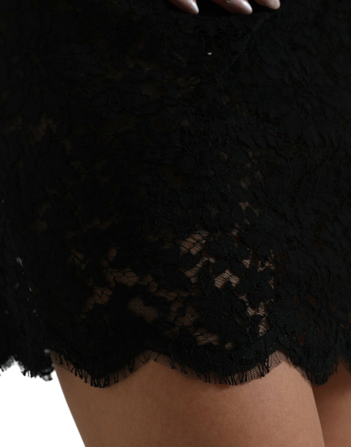 Dolce & Gabbana Elegant Black Floral Lace Mini Dress
