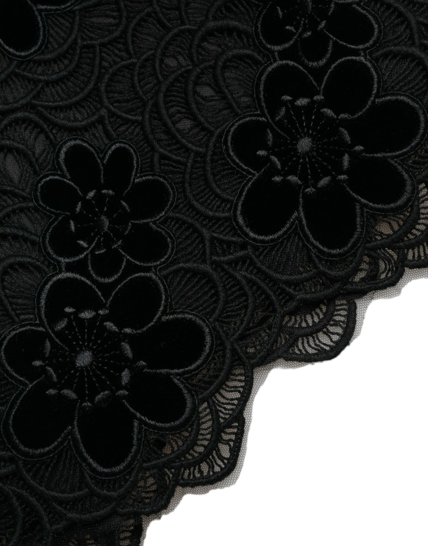Dolce & Gabbana Schwarzes Bodycon-Kleid aus Baumwolle mit floraler Spitze