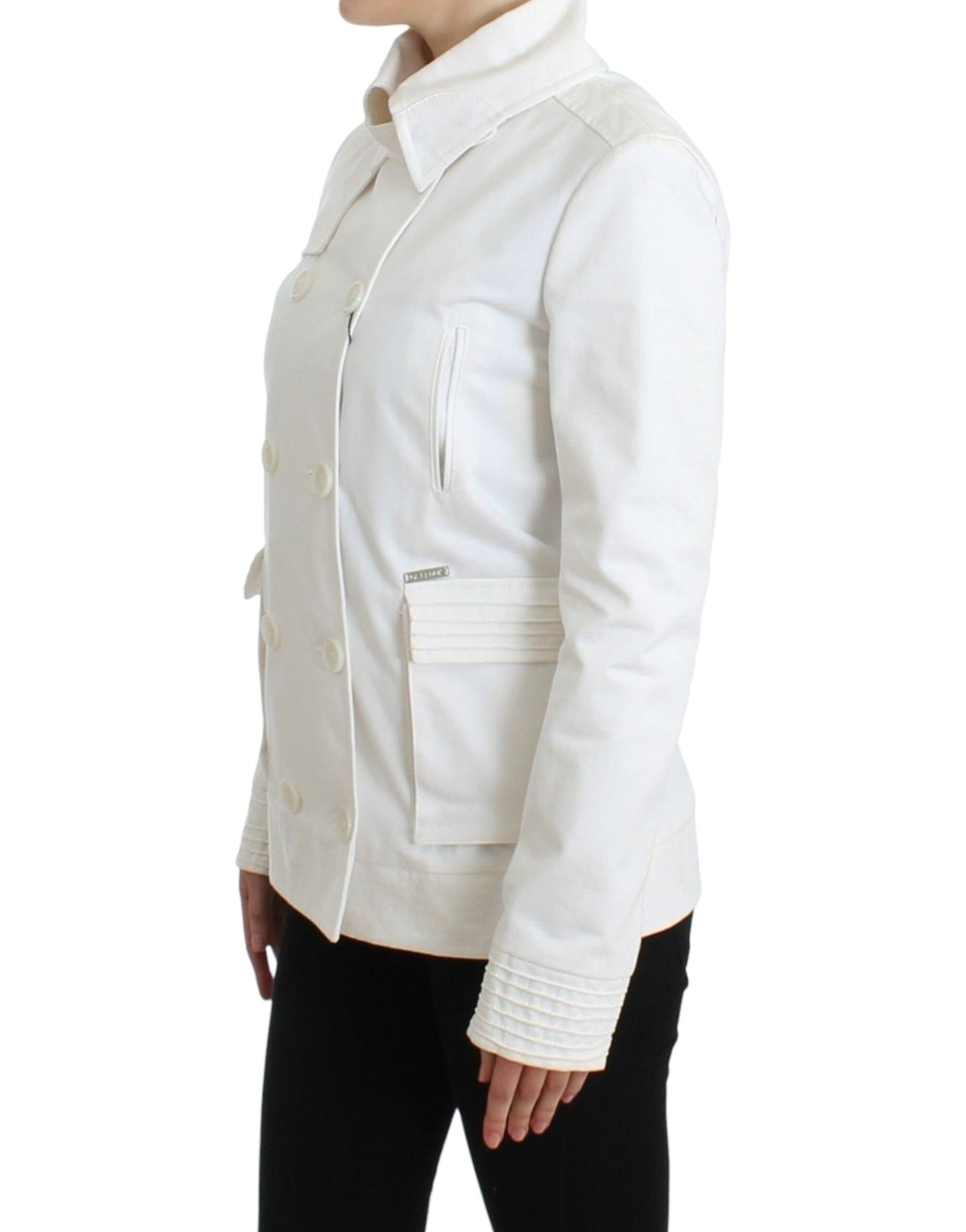 GF Ferre Weiße doppelreihige Jacke Mantel Blazer