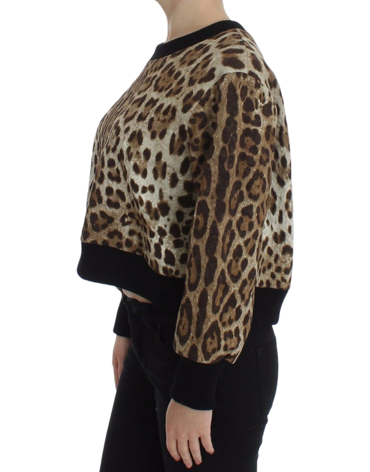 Dolce & Gabbana Elegant short sweater top with leopard print