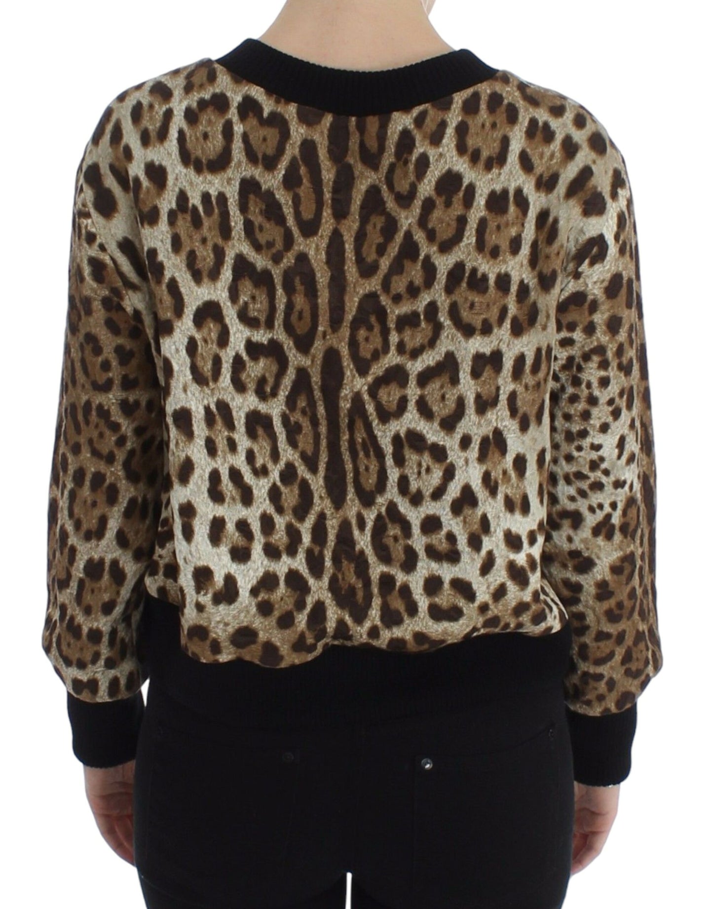 Dolce & Gabbana Elegant short sweater top with leopard print