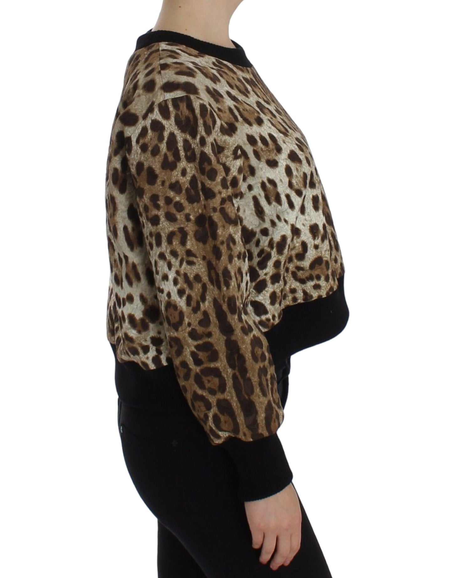 Dolce & Gabbana Elegant short sweater top with leopard print