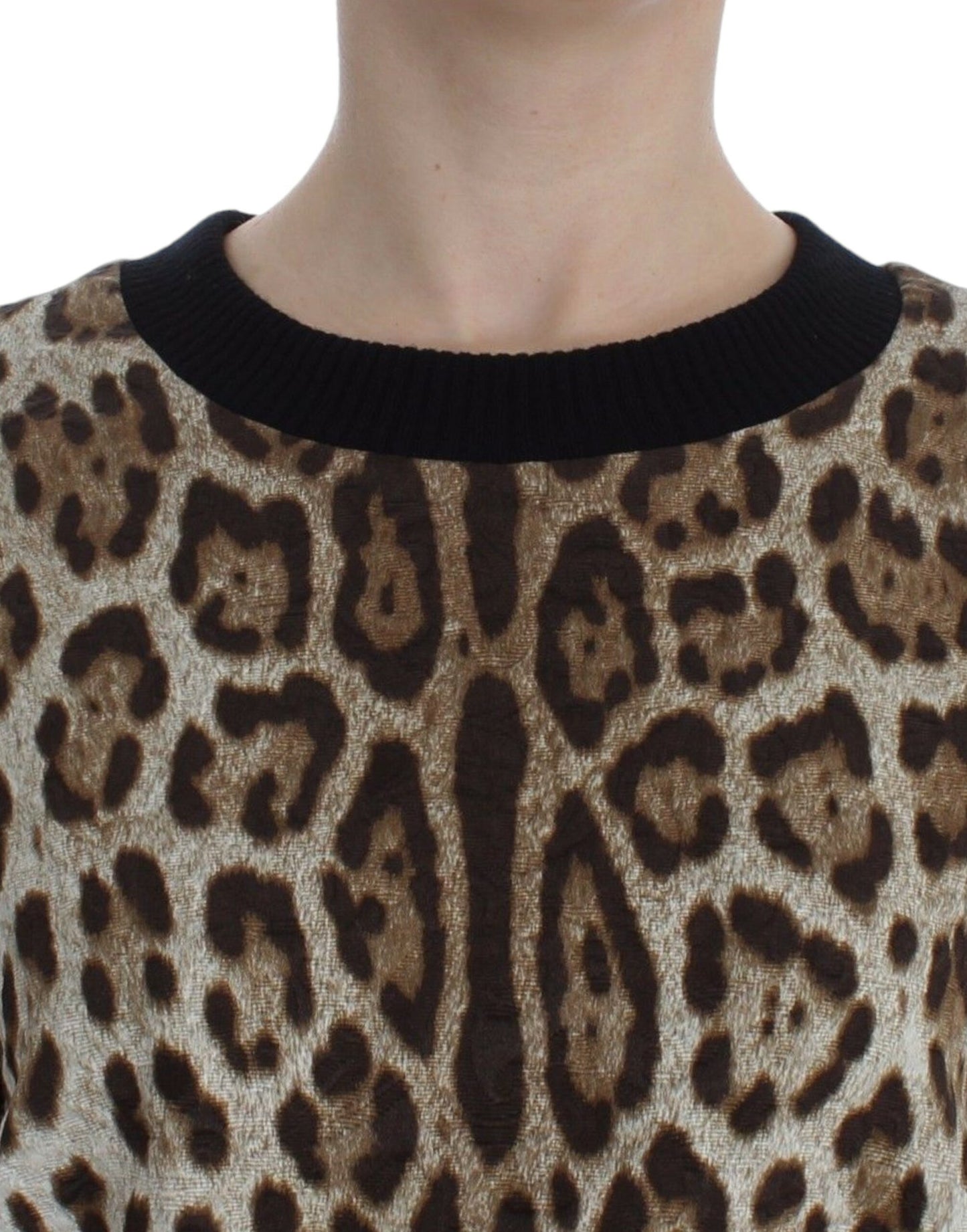 Dolce & Gabbana Elegant short sweater top with leopard print