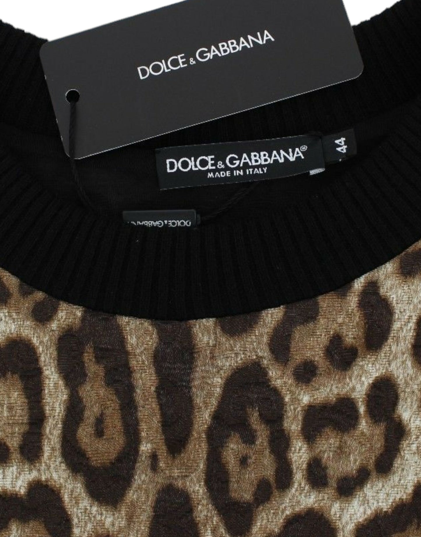Dolce & Gabbana Elegant short sweater top with leopard print