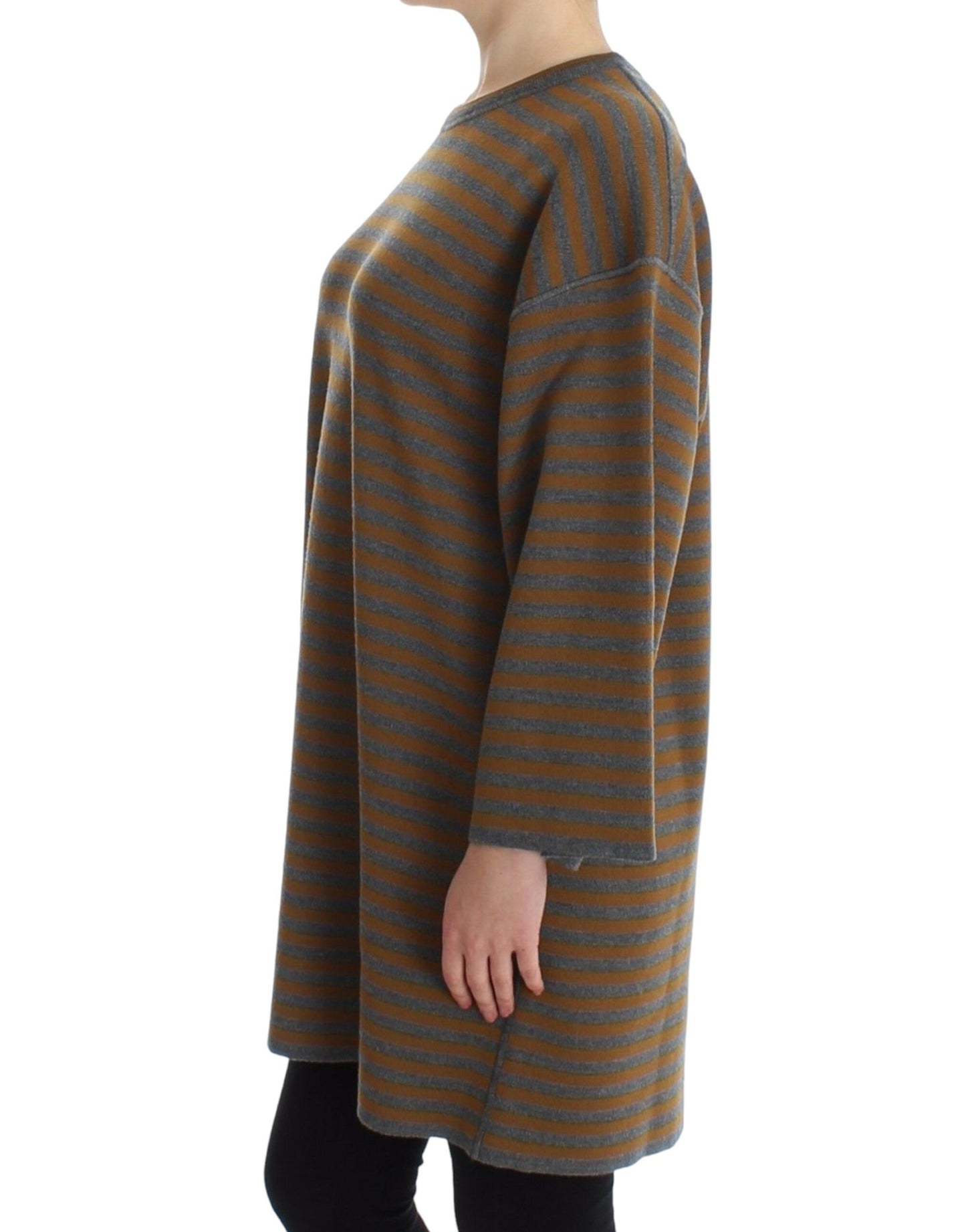 Dolce & Gabbana Yellow & Grey Striped Oversized Sweater