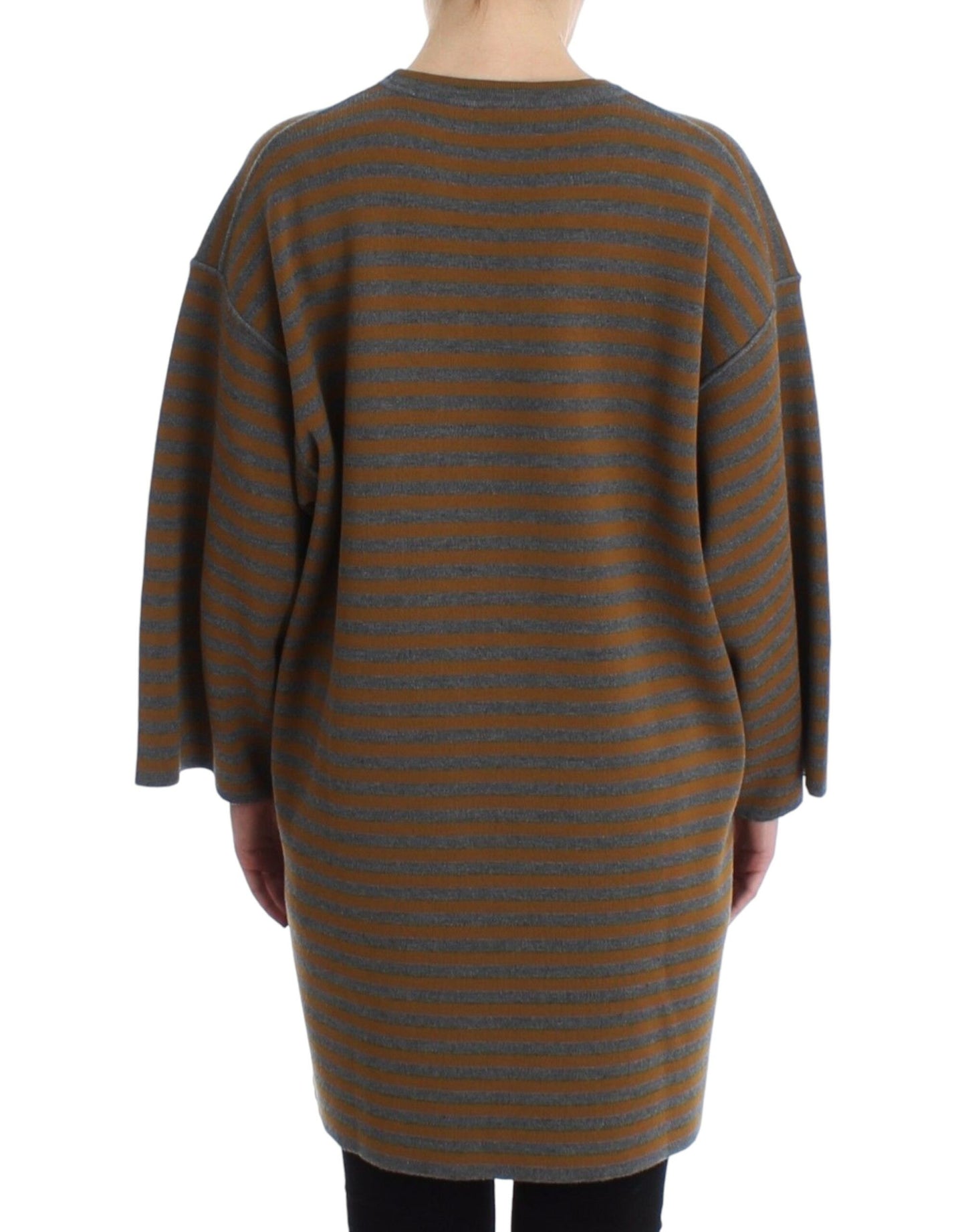 Dolce & Gabbana Yellow & Grey Striped Oversized Sweater
