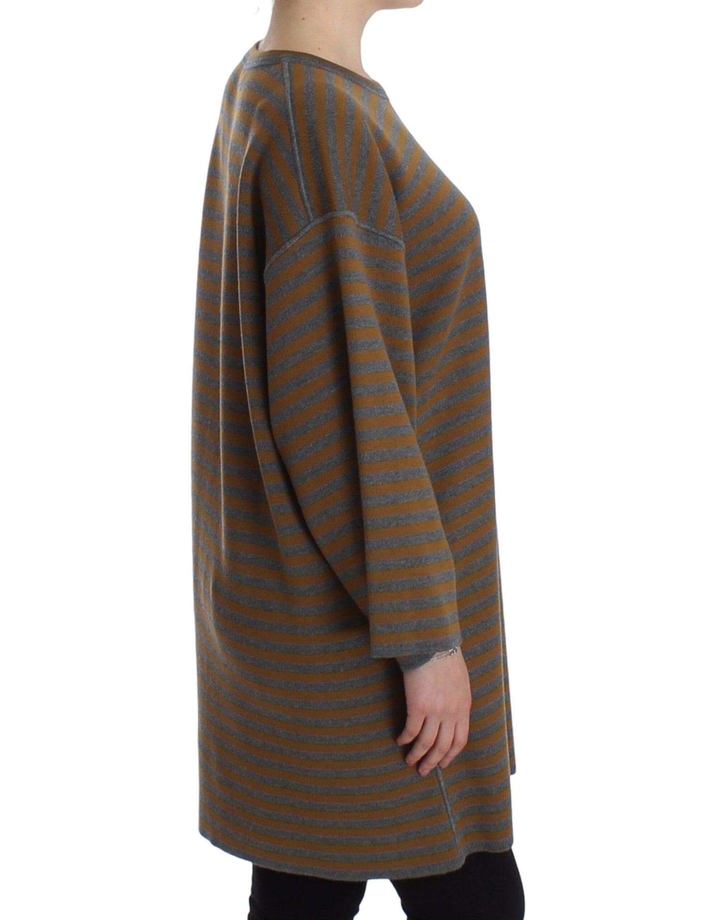 Dolce & Gabbana Yellow & Grey Striped Oversized Sweater