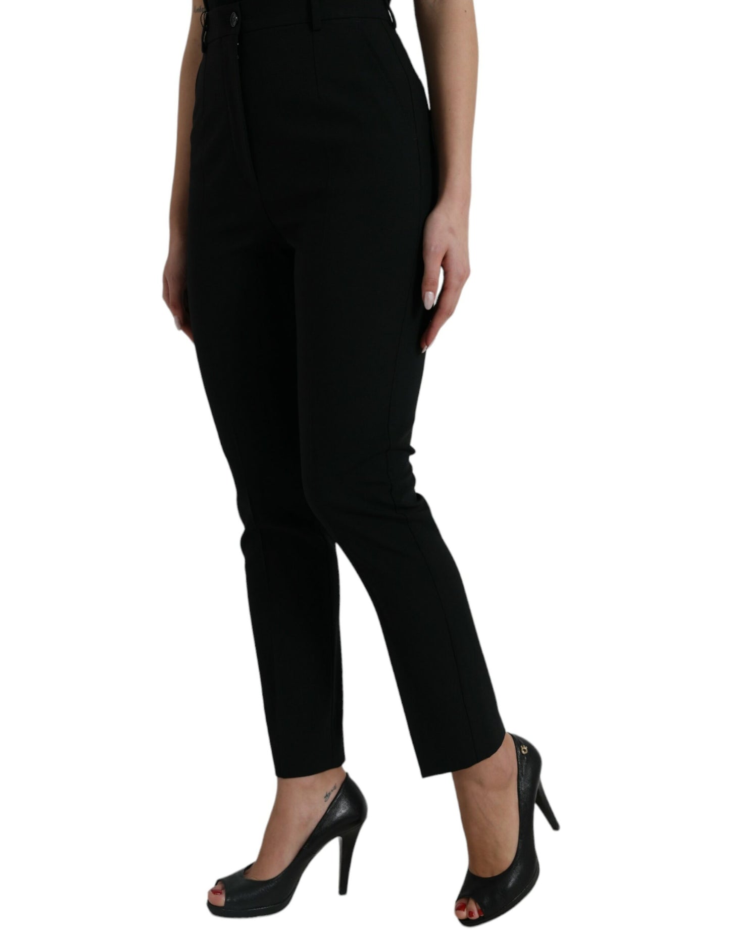 Dolce & Gabbana Elegant tapered wool trousers with high waist