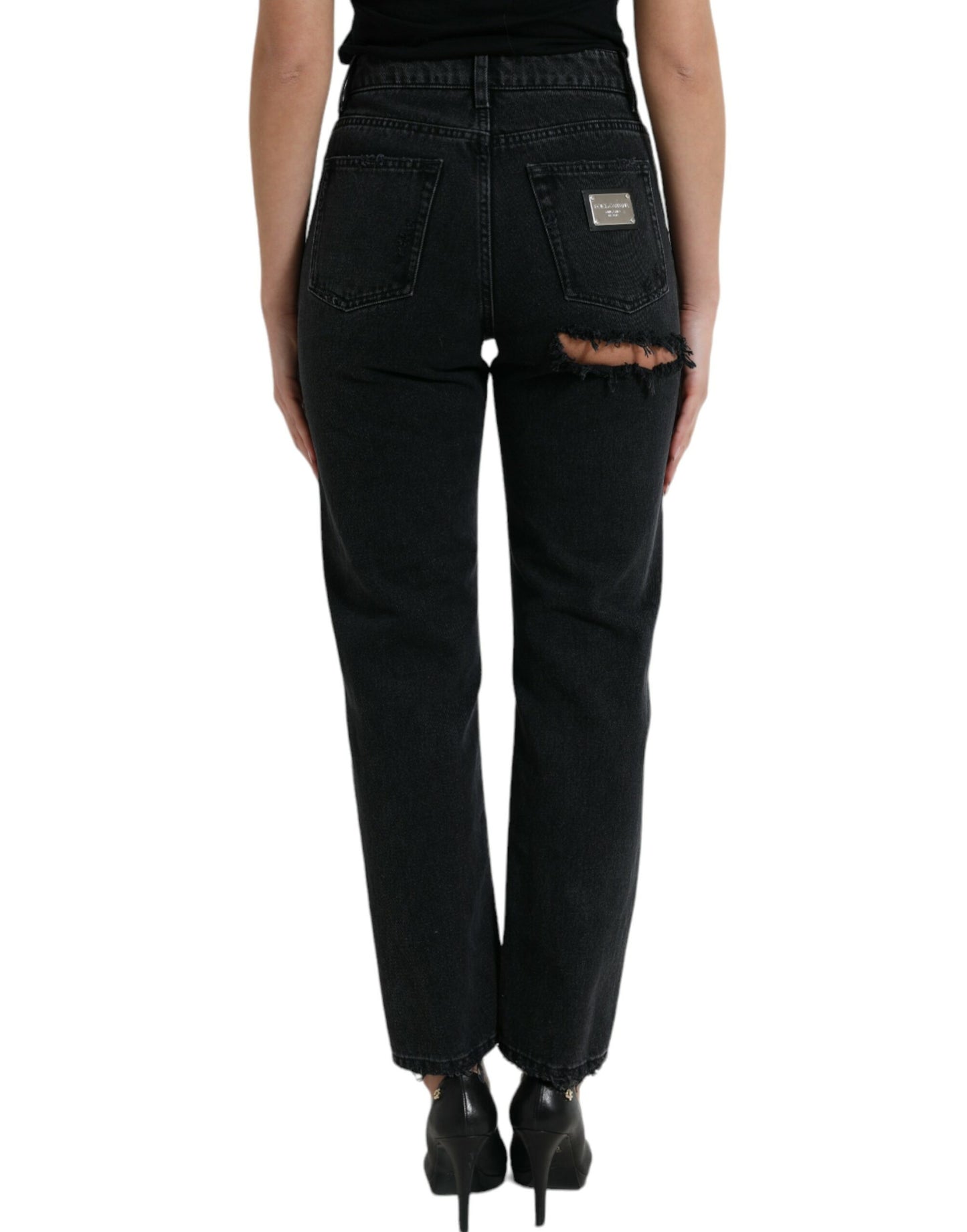 Dolce & Gabbana Elegant black high waist stretch jeans