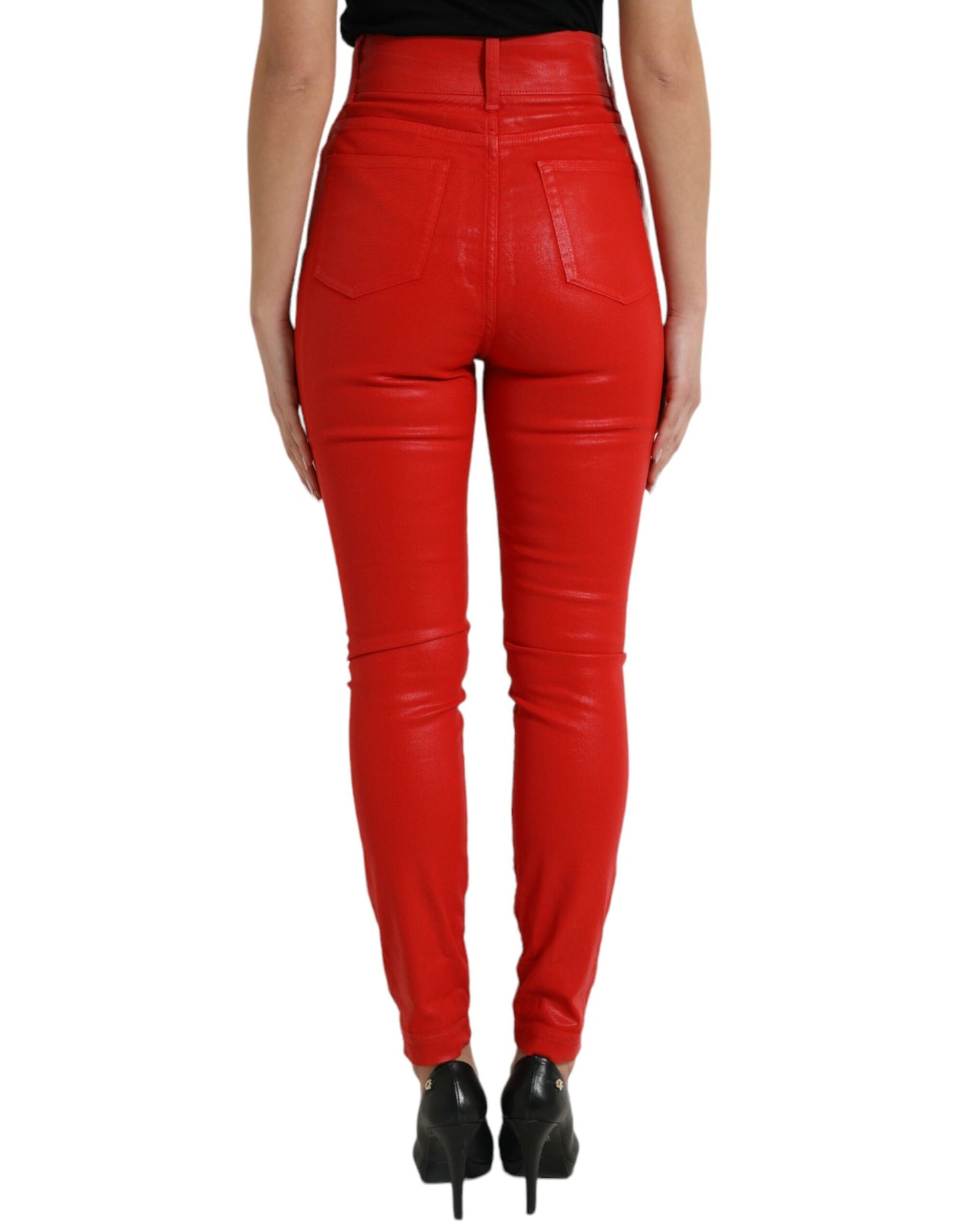 Dolce & Gabbana Elegant High Waist Stretch Denim in Red