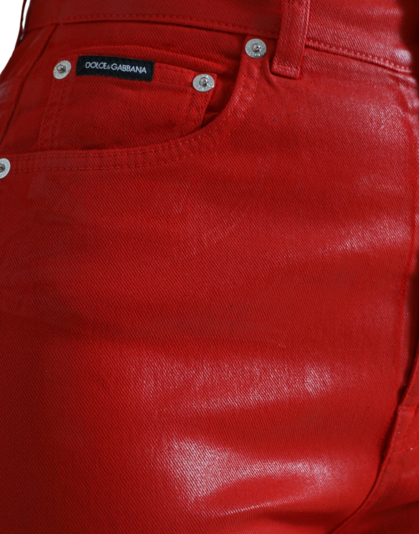 Dolce & Gabbana Elegant High Waist Stretch Denim in Red
