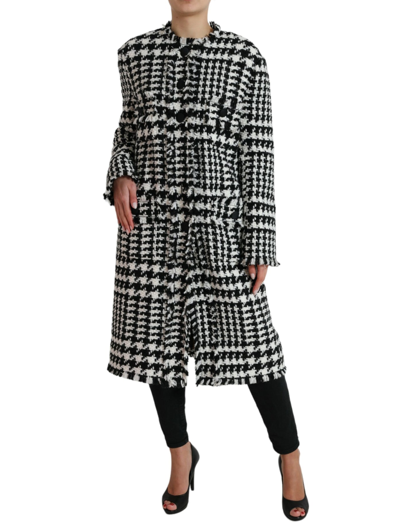 Dolce & Gabbana Schwarz Weiß Hahnentritt Trenchcoat Jacke