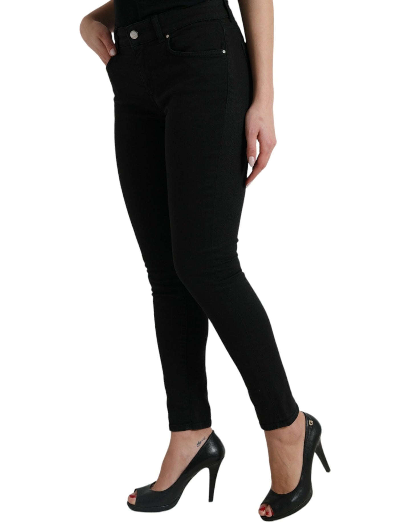 Dolce & Gabbana Elegant black mid-rise stretch jeans